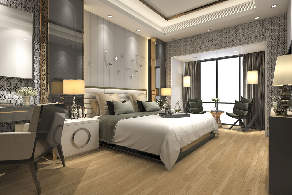 Luxury modern bedroom suite in hotel